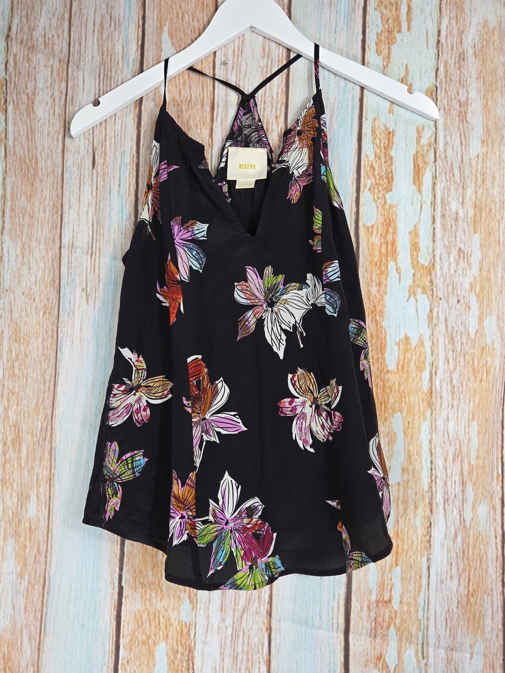 Altr'd State Maeve Black Floral Racerback V-Neck Cami W/flowers. Size S